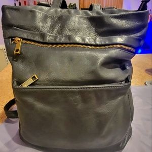 Aspen Black Soft Leather Backpack Shoulder Bag